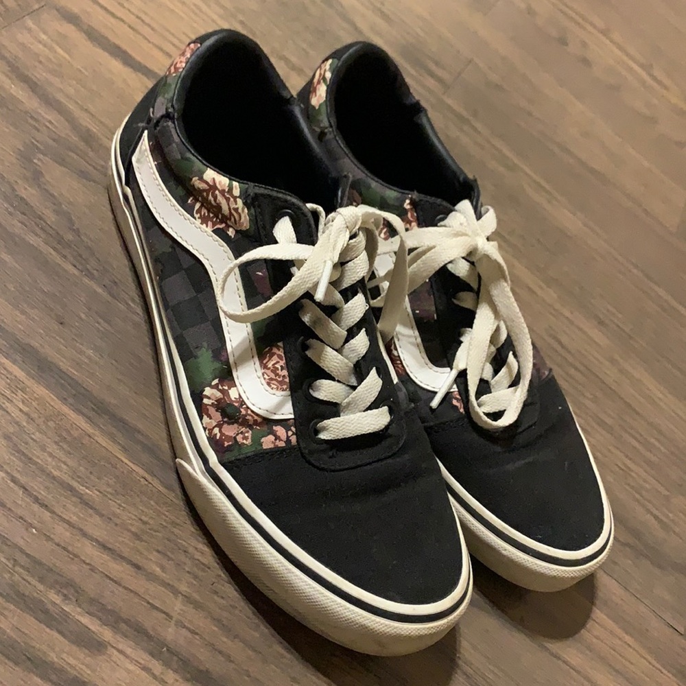 Black & Floral Vans Size 9